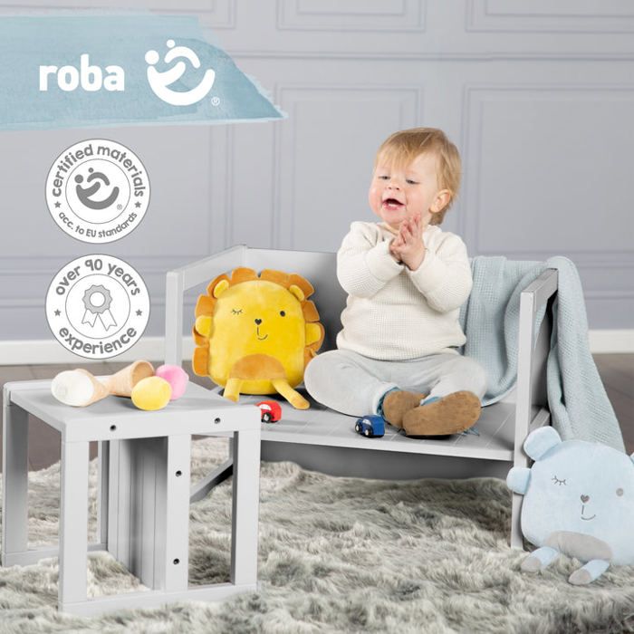 Tabouret évolutif enfant - ROBA - 3 hauteurs - Style campagne - Gris