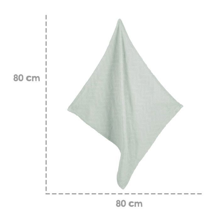 Couverture bébé - ROBA - LIL PLANET - 80 x 80 cm - Coton biologique - Pois éponge - Vert givré