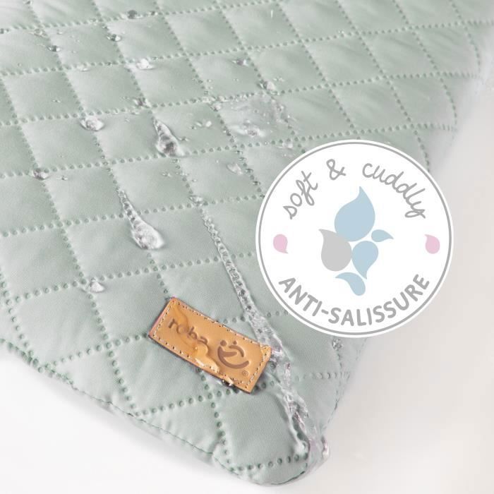 Matelas a langer - ROBA - Visage de lapin - 85 x 75 cm - Vert givré
