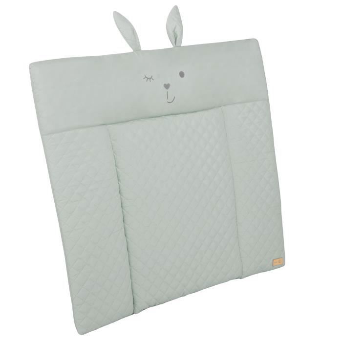 Matelas a langer - ROBA - Visage de lapin - 85 x 75 cm - Vert givré