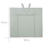 Matelas a langer - ROBA - Visage de lapin - 85 x 75 cm - Vert givré