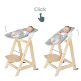 Chaise haute évolutive 2-en-1 - ROBA - BORN UP - Transat inclinable vert givré 'Roba Style' inclus - Bois naturel