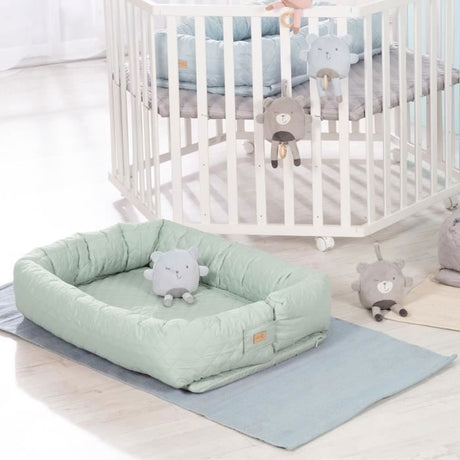 Nid d'ange 3-en-1 - ROBA - Lit de voyage, tour de lit ou matelas a langer - Vert givré