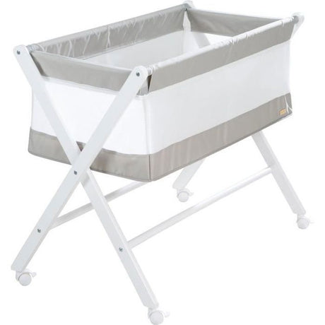 Berceau Cododo Pliable - ROBA - Toile et maille - Matelas et roulettes a freins - 90 x 45 cm - Gris / Blanc