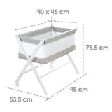 Berceau Cododo Pliable - ROBA - Toile et maille - Matelas et roulettes a freins - 90 x 45 cm - Gris / Blanc