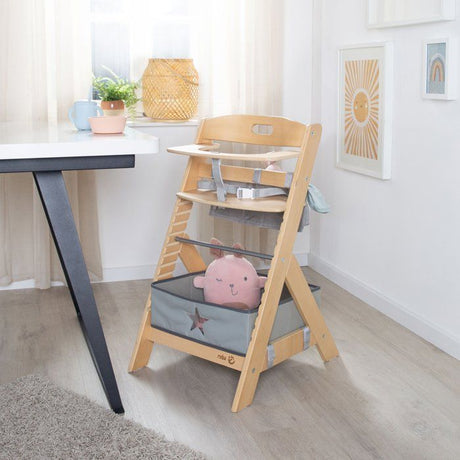 Chaise haute évolutive - ROBA - LIV UP - De 6 mois jusqu'a 70 kg - Set organisateur inclus - Bois naturel