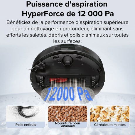 ROBOROCK QREVO 5AE - Aspirateur Robot Laveur avec Station - Puissance 12000 Pa - Serpillieres FlexiArm - Double Anti-emmelement