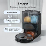 ROBOROCK QREVO 5AE - Aspirateur Robot Laveur avec Station - Puissance 12000 Pa - Serpillieres FlexiArm - Double Anti-emmelement