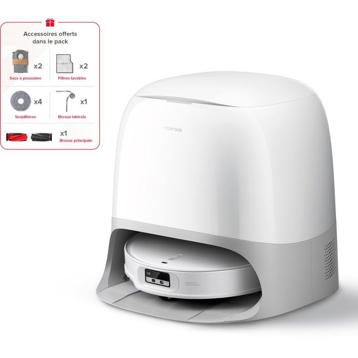 Aspirateur Robot Laveur - Roborock Qrevo Curv 2 ProX - Autonomie 180 min - 25 000 Pa - Navigation LiDAR - Collecteur 470 ml