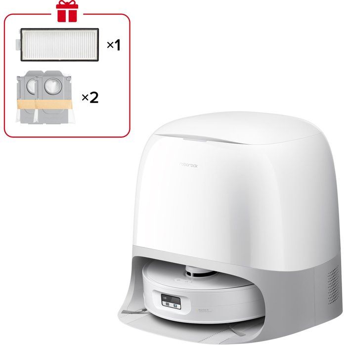 Robot aspirateur laveur - ROBOROCK - Qrevo Curv 2 FlowX - Aspiration 20 000 Pa - Station multifonctionnelle - 220 tr/min - Blanc