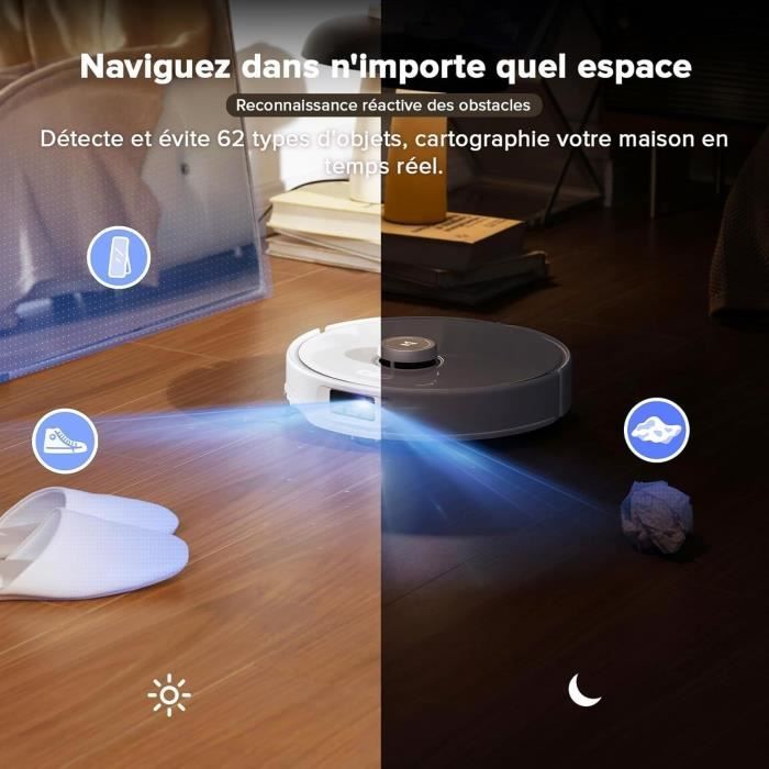 ROBOROCK QREVO CURV - Robot Aspirateur Laveur avec station multifonction 3.0 - 18500 Pa - Systeme Anti-enchevetrements