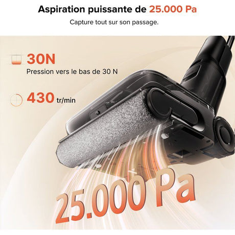 ROBOROCK F25 ACE Pro - Aspirateur Laveur sans Fil - 25000Pa - JetFoaming Anti-Taches - Brosse Anti-Emmelement - Design 180° a Plat
