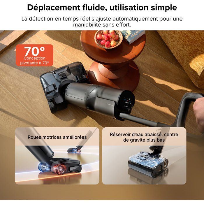 ROBOROCK F25 ACE Pro - Aspirateur Laveur sans Fil - 25000Pa - JetFoaming Anti-Taches - Brosse Anti-Emmelement - Design 180° a Plat