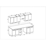 ROCK - Cuisine complete - Mélaminé chene Lancelot et Blanc brillant - 260 cm - Plan de travail non inclus