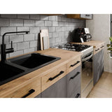 Cuisine complete ROCK 7 éléments - Décor chene lancelot et gris matera - L260 x P 52 x H82 cm - Plan de travail non inclus
