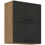 Meuble haut ROCK - Mélaminé décor chene lancelot et gris matera - 1 porte - L60 x H72 cm