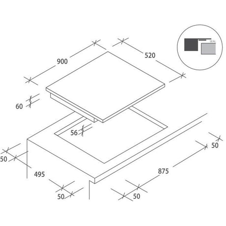 Plaque de cuisson induction ROSIERES RIFS954MCTT - Double flex + 1 zone 28cm  - 5 foyers - 7400 W - L 90cm