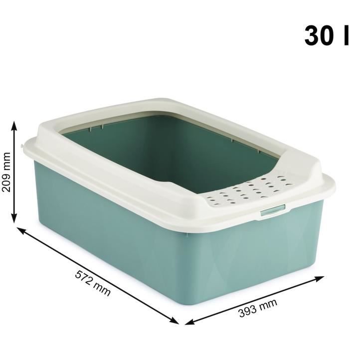 Bac a litiere avec rebords - ROTHO MYPET - BONNIE - 57.2 x 39.3 x 20.9 cm - Vert
