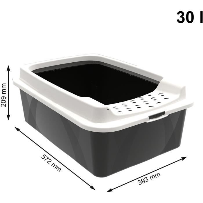 Bac a litiere avec rebords - ROTHO MYPET - BONNIE - 57.2 x 39.3 x 20.9 cm - Noir