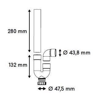 Siphon d'évacuation - ROUSEAU - Sortie horizontale - Ř40 mm - PVC gris - Filetage de 47,5 mm