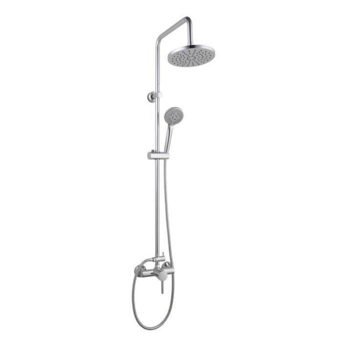 Colonne de douche ROUSSEAU Timaru avec mitigeur mécanique chrome - Tete de douche orientable, douchette 3 jets