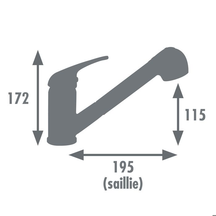 Edouard Rousseau - Mitigeur Evier BAGO - Douchette Extractible 2 Jets - Chromé