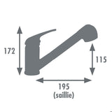Edouard Rousseau - Mitigeur Evier BAGO - Douchette Extractible 2 Jets - Chromé