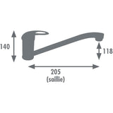 Mitigeur d'évier de cuisine - Chromé - Réduction du débit - Bec mobile - JOCKER - EDOUARD ROUSSEAU