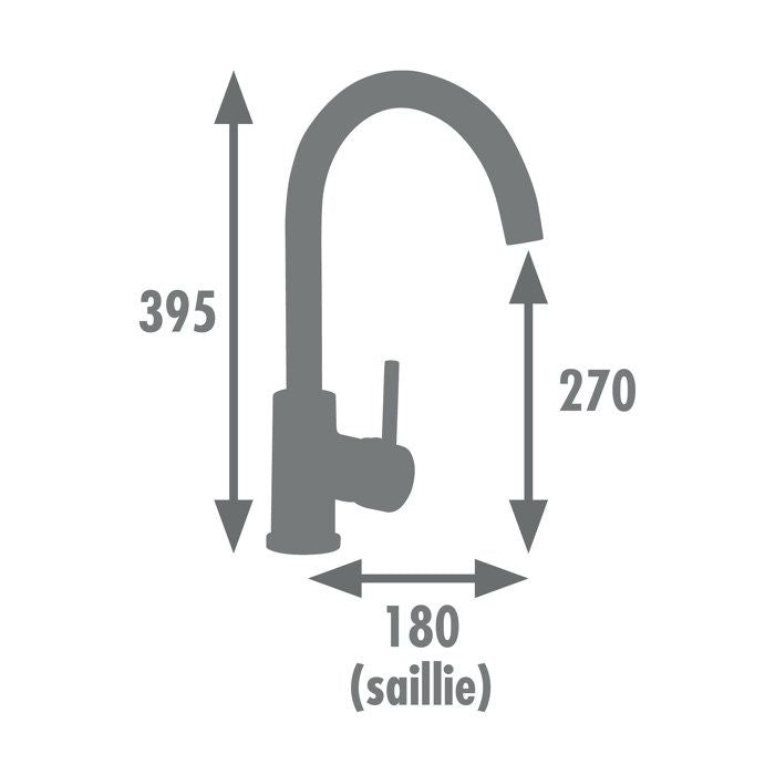 Edouard Rousseau - Mitigeur Evier a mémoire de forme KOBEN - Noir / Chromé