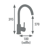 Edouard Rousseau - Mitigeur Evier a mémoire de forme KOBEN - Noir / Chromé