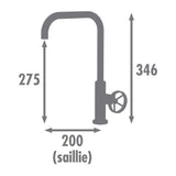 Edouard Rousseau - Mitigeur Evier INDUSTRIEL - Noir (poignée rouge offerte)