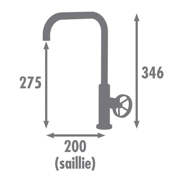 Edouard Rousseau - Mitigeur Evier INDUSTRIEL - Noir (poignée rouge offerte)