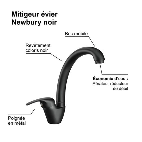 Edouard Rousseau - Mitigeur Evier NEWBURY - Noir
