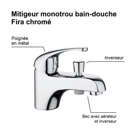 Edouard Rousseau - Mitigeur Bain-Douche Monotrou FIRA - Chromé