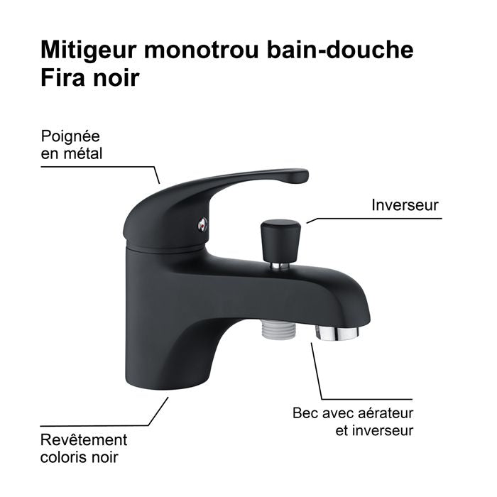 Edouard Rousseau - Mitigeur Bain-Douche Monotrou FIRA - Noir