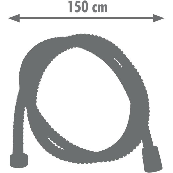 Flexible de douche - ROUSSEAU - Raccord universel - Format compact - Écrous métal - Longueur 1m50 - Inox chromé simple agrafage