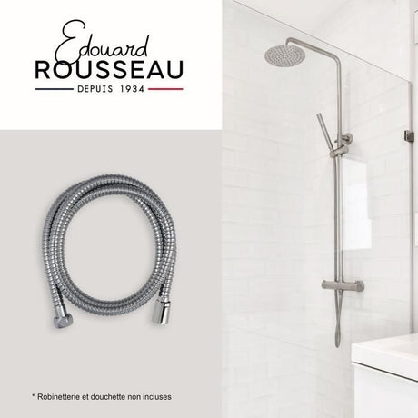 Flexible de douche - ROUSSEAU - Écrous métal anti-torsion - Réduction du débit - Longueur 2 m - Inox chromé double agrafage
