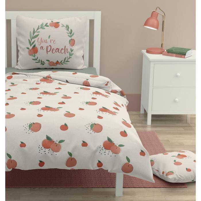 Parure de couette ROUPILLON Peachy - 2 Pcs - 140 x 200 - 100% Coton - Pastel