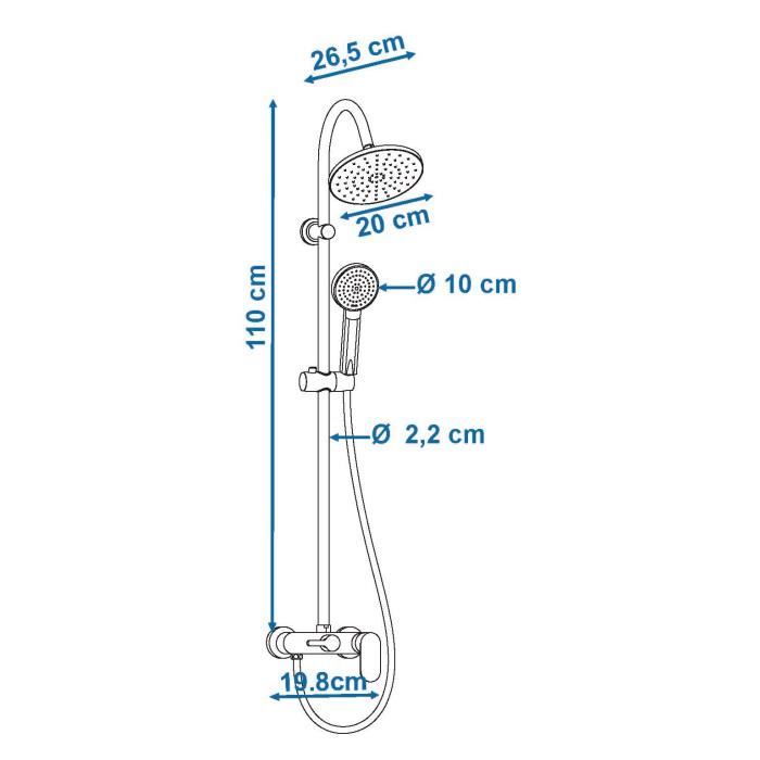 ROUSSEAU Colonne de douche avec robinet mitigeur mécanique Dakota