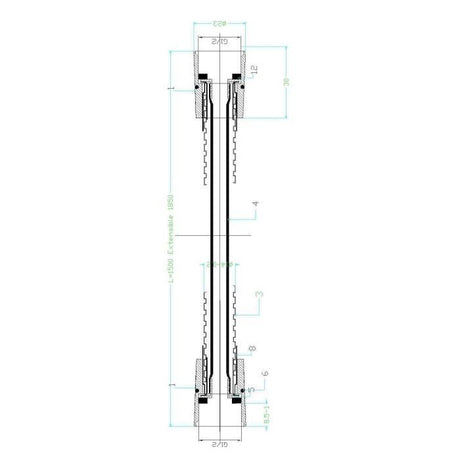 Flexible de douche - ROUSSEAU - double agrafage en inox chromé - extensible 1,5 a 1,85m - garantie 5 ans