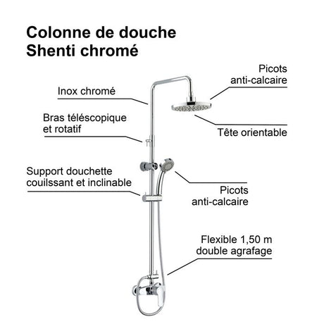Edouard Rousseau - Colonne de douche avec robinetterie SHENTI - Chromé