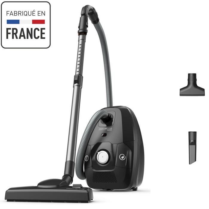 ROWENTA Green Force Max Silence Aspirateur avec sac, 4,5 L, 900 W max, 65 dB(A), Eco-responsable, Fabriqué en France, Noir RO6136EA