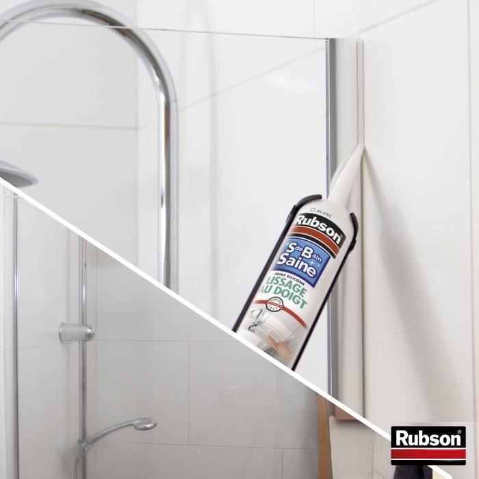 Mastic sanitaires - RUBSON - 1469154 - Salle de bain saine - Lissage au doigt - Blanc - 280ml