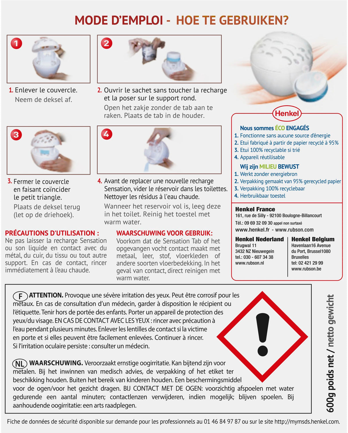 RUBSON Recharge SENSATION 3en1 Aroma Energy Fruit Lot de 2 recharges