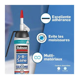 Silicone carrelage RUBSON transparent, 200 ml Mastic sans pistolet sdbs transpar