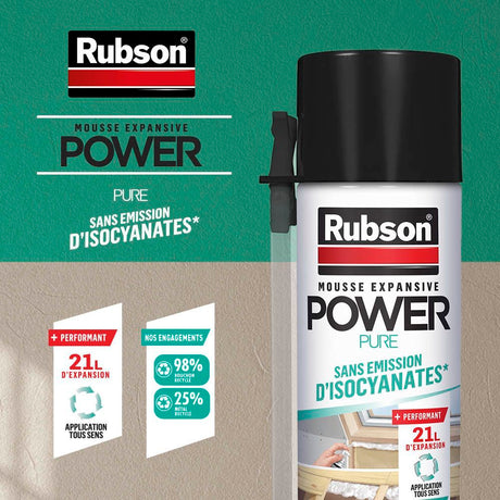 Lot de 2 aérosols mousse expansive - RUBSON - Power Pure - Adhérence multi-support - 21 L