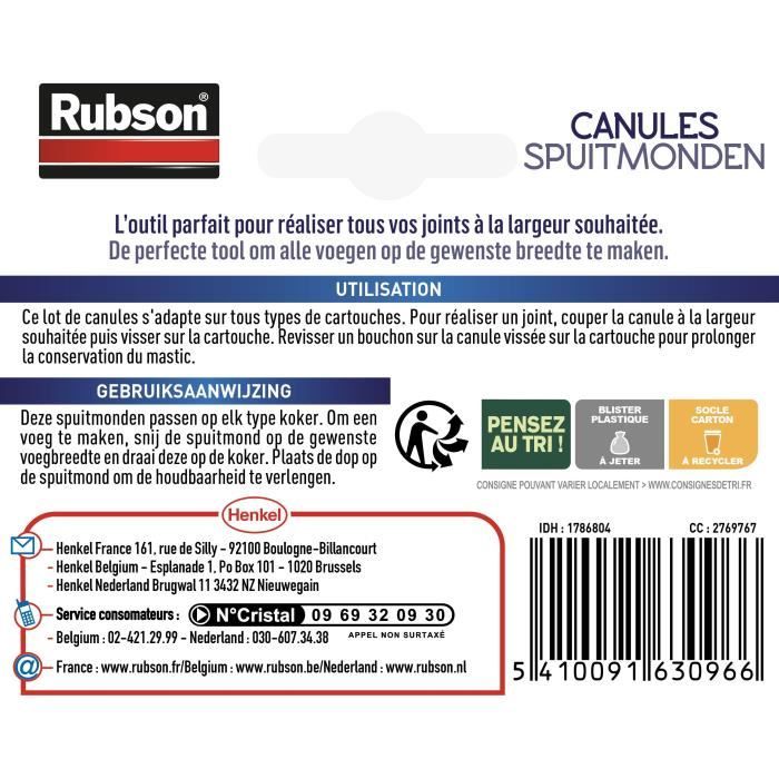 Produits de Service Easy Service Canules - RUBSON - Cartouche - Lot de 5