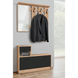 Vestiaire 3 crochets - RUDOLF - Chene artisan / Noir - Style industriel - 100 x 25 x 180 cm