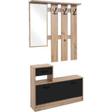 Vestiaire 3 crochets - RUDOLF - Chene artisan / Noir - Style industriel - 100 x 25 x 180 cm