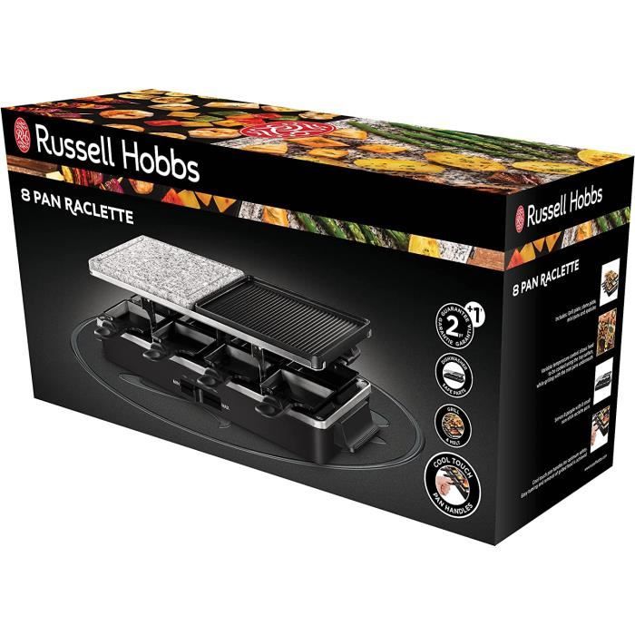 Appareil a raclette RUSSELL HOBBS - 26280-56 - Jusqu'a 8 personnes - Pierre de Cuisson - Grill Réversible - 1400W